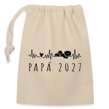 Papá 2027 Latido del Corazón Anuncio Embarazo - Closable cotton gift bag (14x20cm) - nature - Front