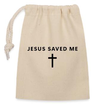Jésus m’a sauvé – Foi minimaliste - Sac cadeau en coton avec cordon (14 x 20 cm) - nature - Devant
