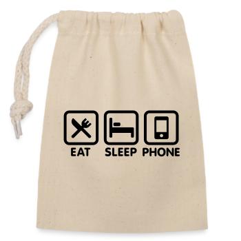 manger dormir téléphone - Sac cadeau en coton avec cordon (14 x 20 cm) - nature - Devant
