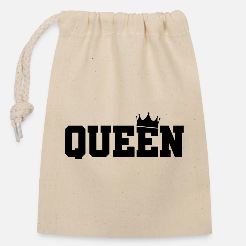 queen - Verschließbarer Geschenkbeutel aus Baumwolle (14x20cm) - Natur