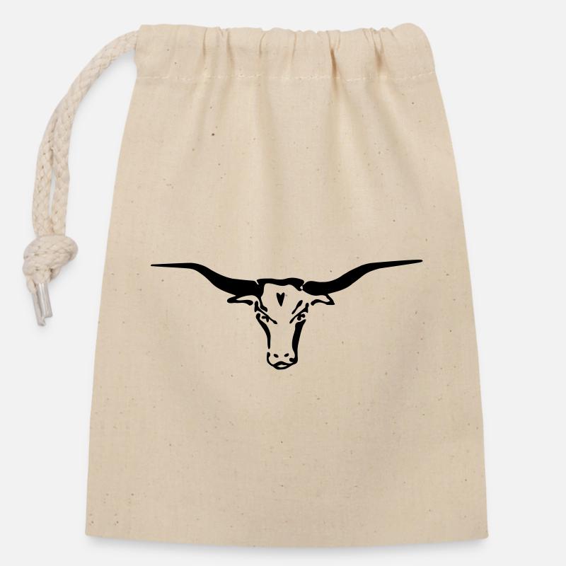 texas longhorn - Verschließbarer Geschenkbeutel aus Baumwolle (14x20cm) - Natur