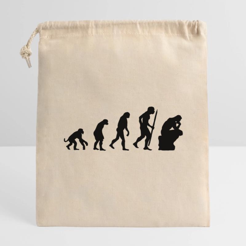 Evolution of the thinker philosophy, philosopher Closable cotton gift bag (14x20cm)