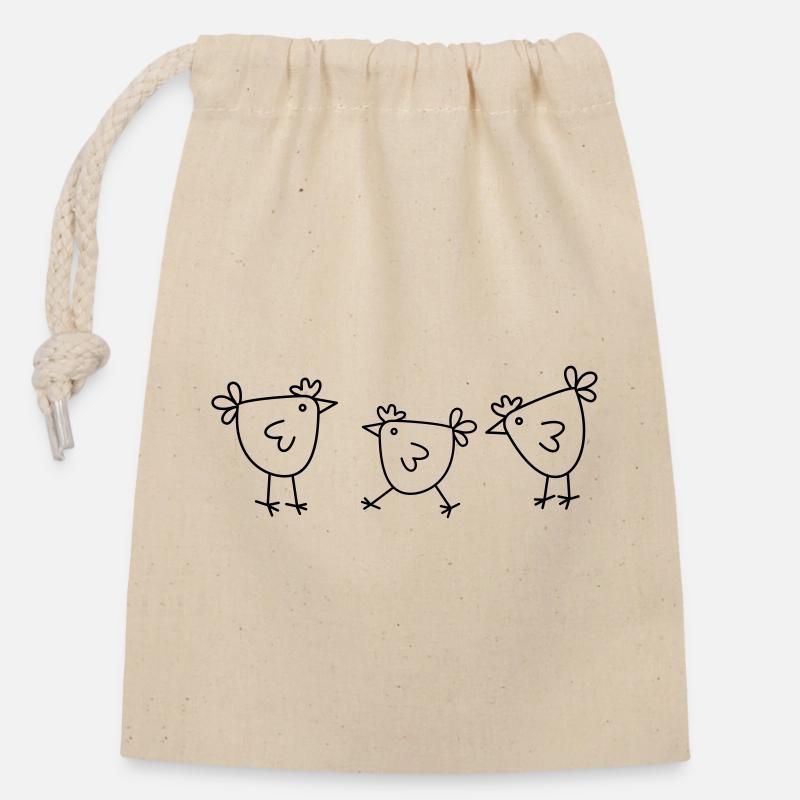 Hühner Huhn Henne minimal schlichtes Hühner Design - Verschließbarer Geschenkbeutel aus Baumwolle (14x20cm) - Natur