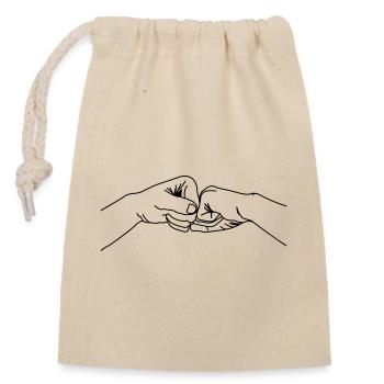 Geste de la main, collaboration, travail d’équipe - Sac cadeau en coton avec cordon (14 x 20 cm) - nature - Devant