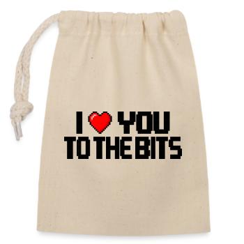 I love you to the bits - Closable cotton gift bag (14x20cm) - nature - Front