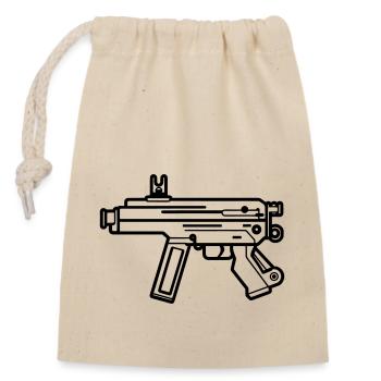 submachine gun - Closable cotton gift bag (14x20cm) - nature - Front