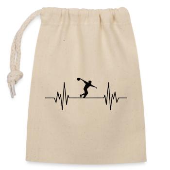 Bowling Hearbeat ECG - Closable cotton gift bag (14x20cm) - nature - Front