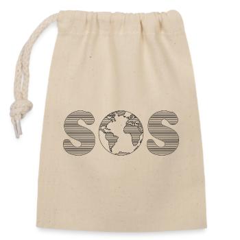 SOS – Erdüberlastungstag / Klimawandel (B / PNG) - Verschließbarer Geschenkbeutel aus Baumwolle (14x20cm) - Natur - Vorne