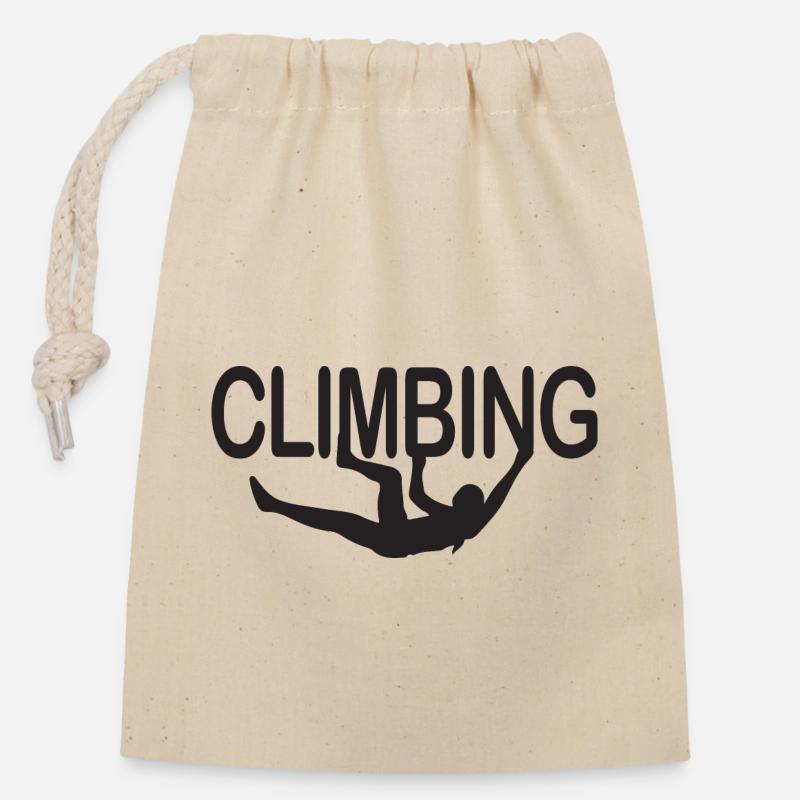 Rock Climbing - Closable cotton gift bag (14x20cm) - nature