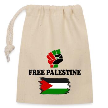 Free palestine - Sac cadeau en coton avec cordon (14 x 20 cm) - nature - Devant