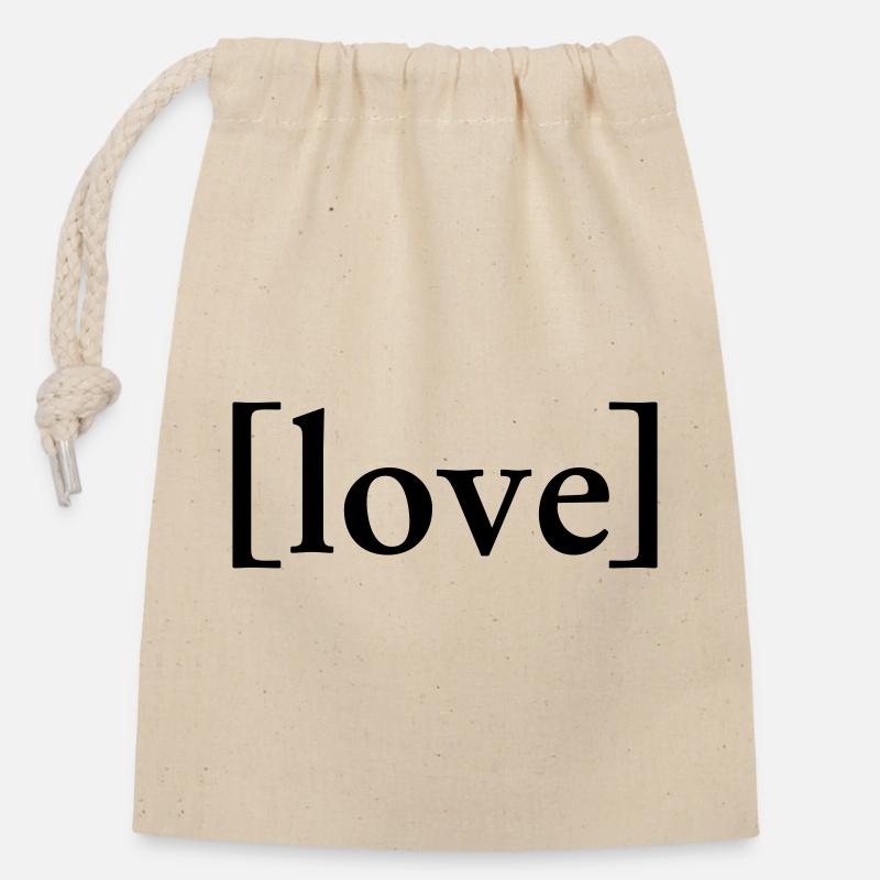 Amour - Sac cadeau en coton avec cordon (14 x 20 cm) - nature