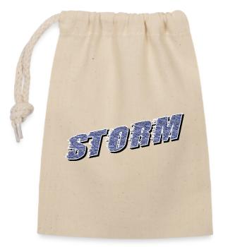 STORM Claim | Sturm Schriftzug - Verschließbarer Geschenkbeutel aus Baumwolle (14x20cm) - Natur - Vorne