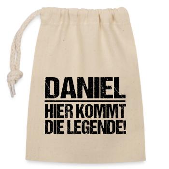 First name Daniel - Closable cotton gift bag (14x20cm) - nature - Front