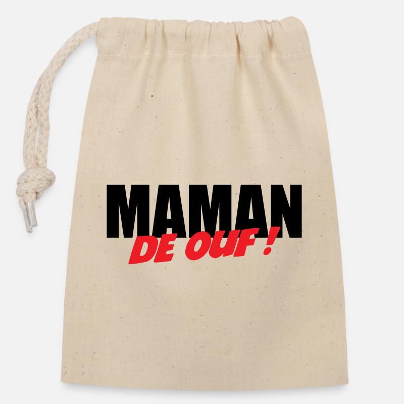 Crazy mom! - Closable cotton gift bag (14x20cm) - nature