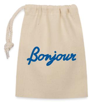 Bonjour – The essence of French chic - Closable cotton gift bag (14x20cm) - nature - Front