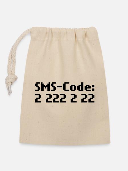 sms-code 2 222 2 22 - Verschließbarer Geschenkbeutel aus Baumwolle (14x20cm) - Natur