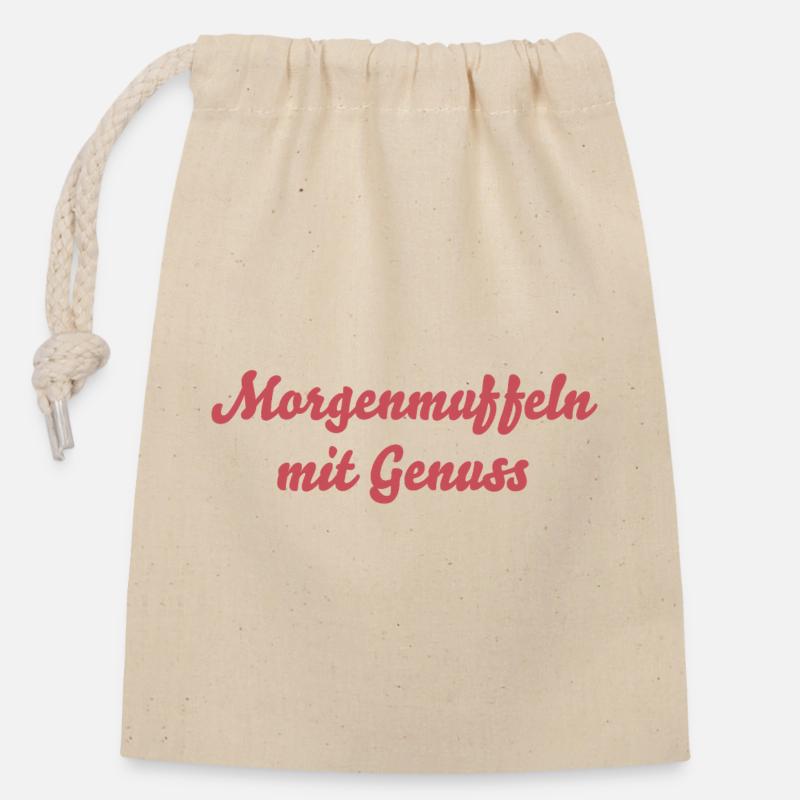 Morgenmuffeln mit Genuss - Verschließbarer Geschenkbeutel aus Baumwolle (14x20cm) - Natur