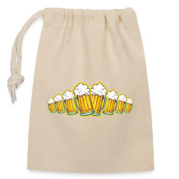 Bier Party Bierglas Anstoßen - Verschließbarer Geschenkbeutel aus Baumwolle (14x20cm) - Natur - Vorne