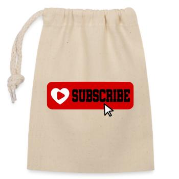 Fabelhaftes Symbol für die Schaltfläche "Abonnieren" des YouTube-Kanals - Verschließbarer Geschenkbeutel aus Baumwolle (14x20cm) - Natur - Vorne