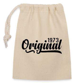 1973 Birthday 52 years old, retro 1973 - Closable cotton gift bag (14x20cm) - nature - Front