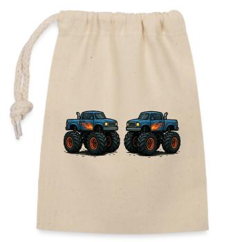 MonsterTruck Flammen Cruiser - Verschließbarer Geschenkbeutel aus Baumwolle (14x20cm) - Natur - Vorne