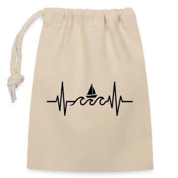 Boot Heartbeat Line Minimalistisches Segeldesign - Verschließbarer Geschenkbeutel aus Baumwolle (14x20cm) - Natur - Vorne