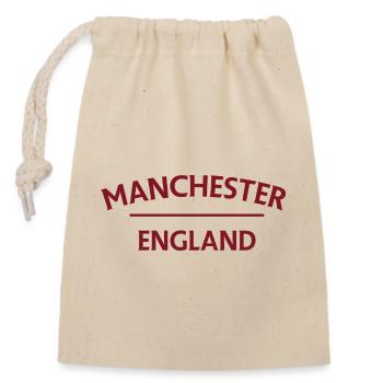 Manchester – England Lyric Design - Verschließbarer Geschenkbeutel aus Baumwolle (14x20cm) - Natur - Vorne