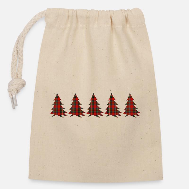 Forest Tartan Trees - Closable cotton gift bag (14x20cm) - nature