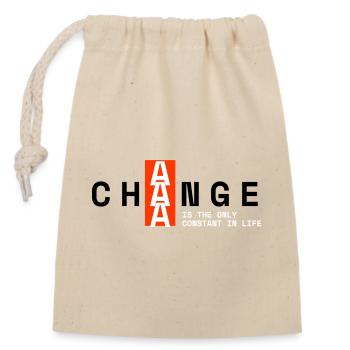 CHANGE – Minimal Design - Verschließbarer Geschenkbeutel aus Baumwolle (14x20cm) - Natur - Vorne