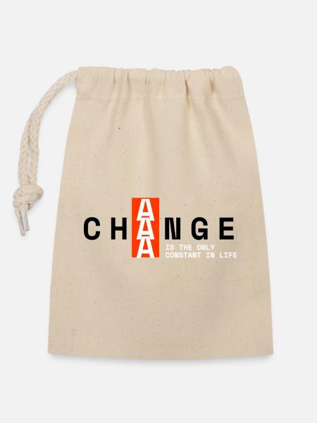 CHANGE – Minimal Design - Verschließbarer Geschenkbeutel aus Baumwolle (14x20cm) - Natur