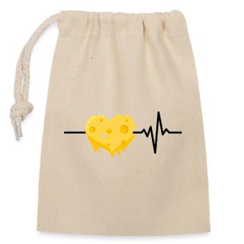 Cheese is my life, heartbeat, cheese lover - Closable cotton gift bag (14x20cm) - nature - Front