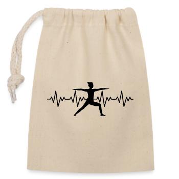 Yoga ECG Battement de cœur - Sac cadeau en coton avec cordon (14 x 20 cm) - nature - Devant