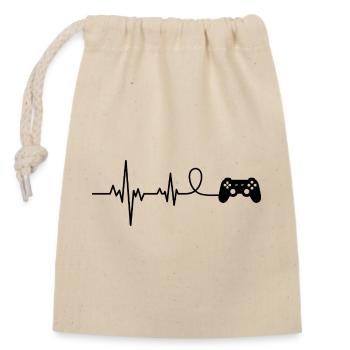 Game Controller Gamer Heartbeat Funny - Verschließbarer Geschenkbeutel aus Baumwolle (14x20cm) - Natur - Vorne