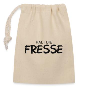 Halt die Fresse - Cooler Spruch - Verschließbarer Geschenkbeutel aus Baumwolle (14x20cm) - Natur - Vorne