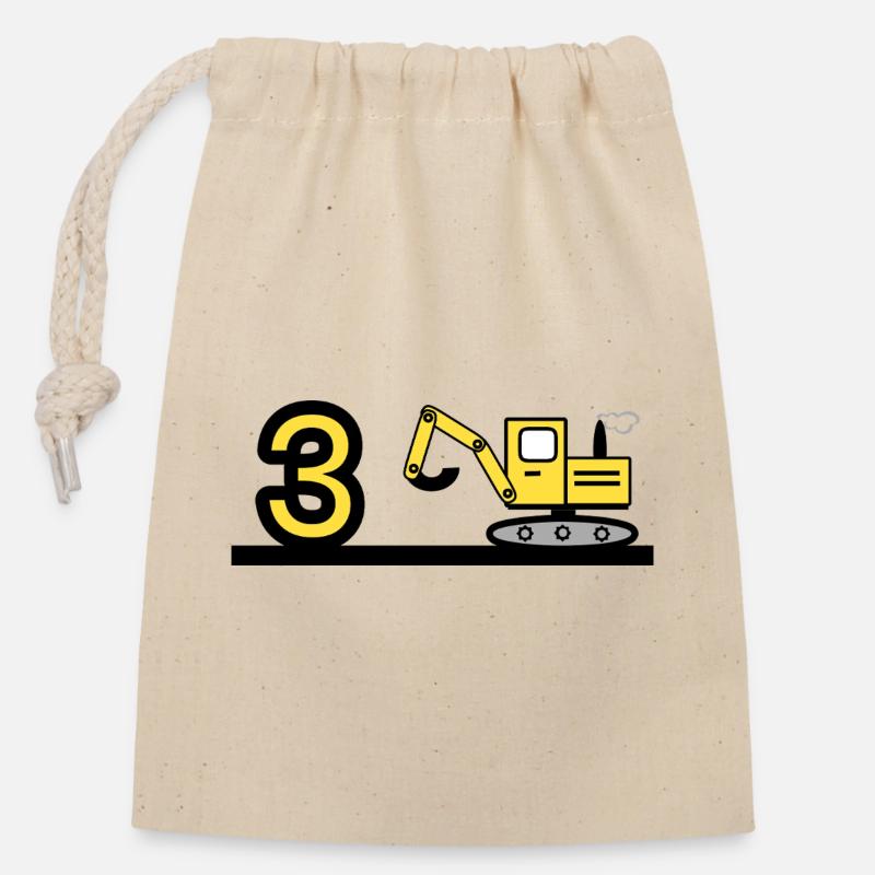 Excavator - Closable cotton gift bag (14x20cm) - nature