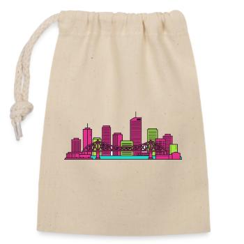 Brisbane City Skyline Story Bridge Modern Art - Closable cotton gift bag (14x20cm) - nature - Front