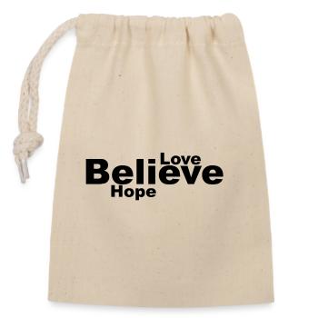 Believe, Hope, Love Unique Design - Closable cotton gift bag (14x20cm) - nature - Front