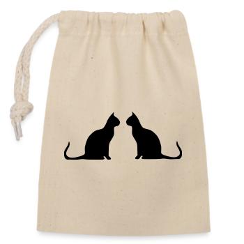 Schwarze Katze 2 Katzen Silhouetten Geschenk - Verschließbarer Geschenkbeutel aus Baumwolle (14x20cm) - Natur - Vorne