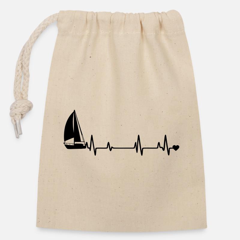 Sail - Closable cotton gift bag (14x20cm) - nature