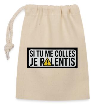 Si Tu Me Colles Je Ralentis (triangle jaune) - Sac cadeau en coton avec cordon (14 x 20 cm) - nature - Devant
