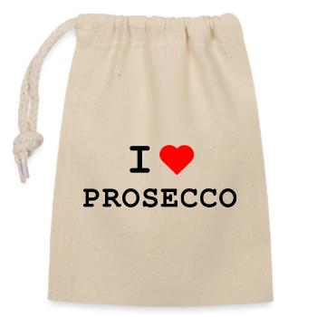 I love Prosecco - Ich liebe Prosecco - Verschließbarer Geschenkbeutel aus Baumwolle (14x20cm) - Natur - Vorne