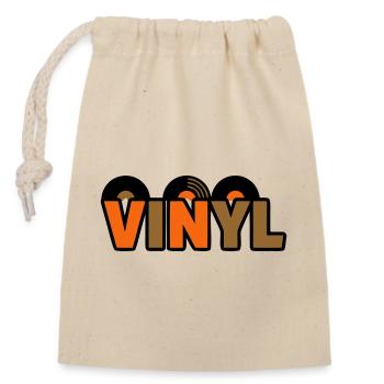 Lettrage vinyle : Musique rétro Nerd - Sac cadeau en coton avec cordon (14 x 20 cm) - nature - Devant