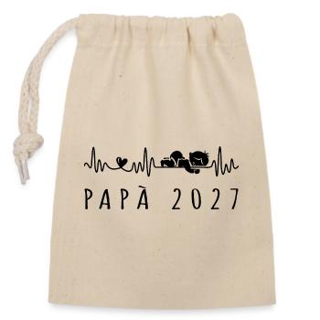 Futuro Papà 2027 Battito Cardiaco in Gravidanza - Closable cotton gift bag (14x20cm) - nature - Front