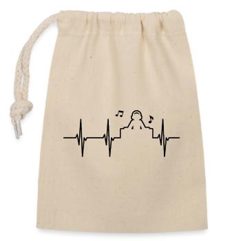 Heartbeat Disc Jockey ECG - Closable cotton gift bag (14x20cm) - nature - Front