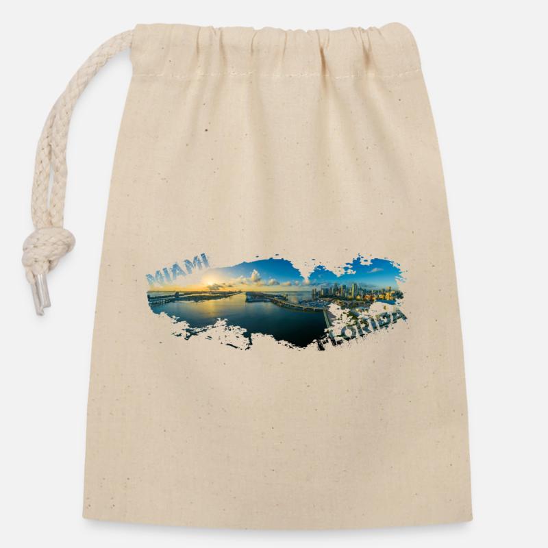 Miami Florida Splash - Closable cotton gift bag (14x20cm) - nature