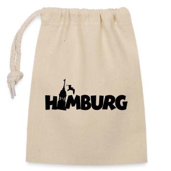 Hamburg am Hamburger Hafen - Verschließbarer Geschenkbeutel aus Baumwolle (14x20cm) - Natur - Vorne