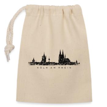 Köln am Rhein Kölner Skyline (Vintage Schwarz) - Verschließbarer Geschenkbeutel aus Baumwolle (14x20cm) - Natur - Vorne