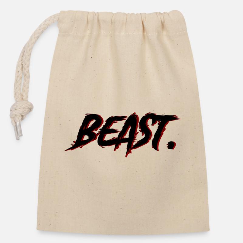 Beast Brushstroke Rot auf Schwarz - Verschließbarer Geschenkbeutel aus Baumwolle (14x20cm) - Natur