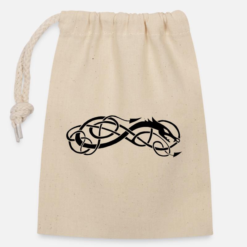 Serpent celte noir - Sac cadeau en coton avec cordon (14 x 20 cm) - nature
