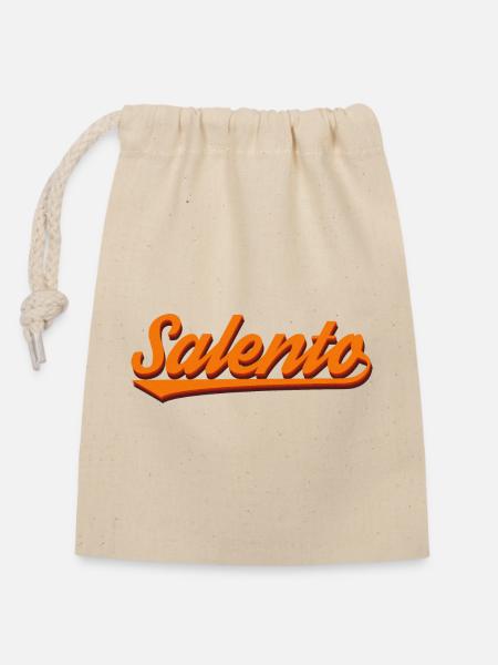 Salento Retro 3D Orange - Verschließbarer Geschenkbeutel aus Baumwolle (14x20cm) - Natur
